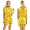 Women's Glitter Sequin Ballroom Latin Dance Dress Sleeveless Sparkle Party Cocktail Dresses
