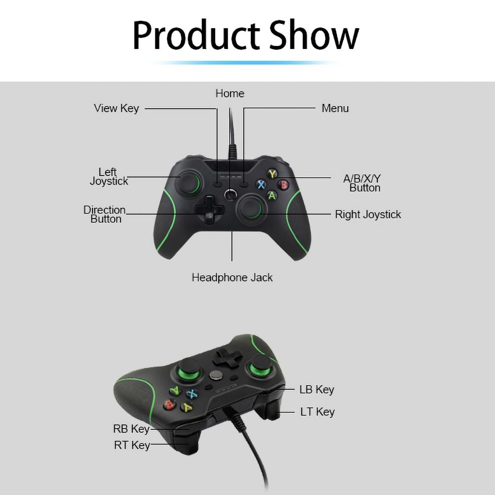 Проводной USB-контроллер для Xbox One, игровой контроллер для ПК для Wins 7, 8, 10, джойстики Microsoft Xbox One, геймпад с двойной вибрацией