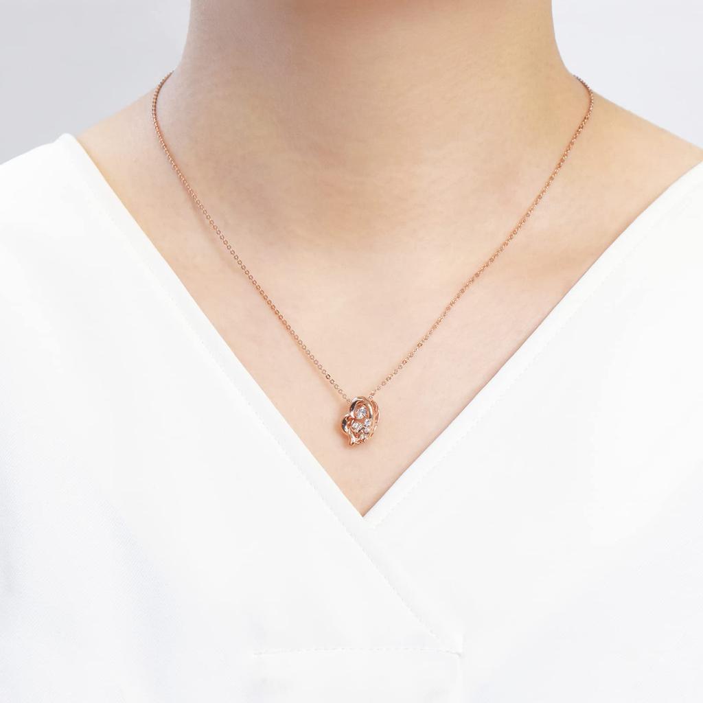 Cinnamoroll Sanrio Танцующий камень Ожерелье Открытое сердце Подвеска Розовое золото [Белый клевер] SACI-N052PG Женское