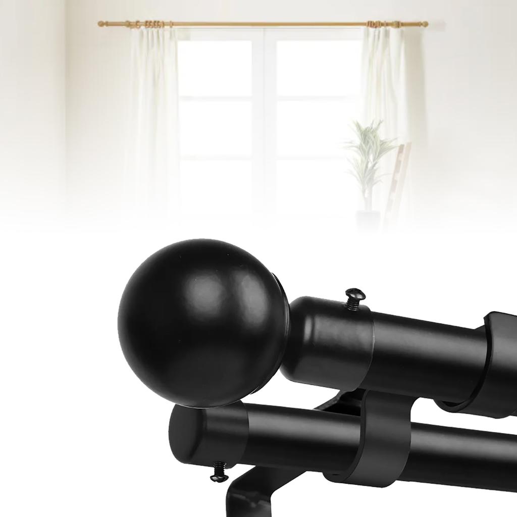 Двойной карниз Современный Прочный Металлический с Шарообразными Наконечниками Раздвижной Двойной Карниз для Кухни Спальни Окна Офиса Черный