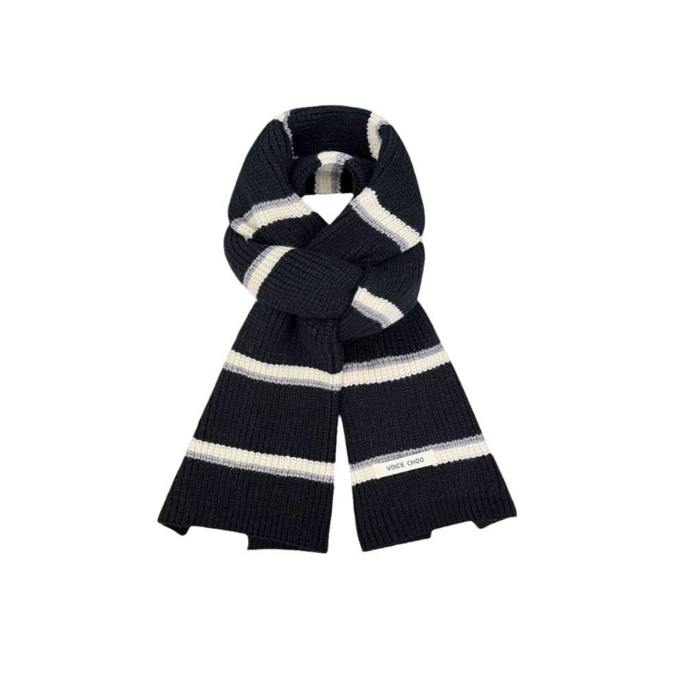 Windproof Stripe Knitted Scarf Thickened Shawl Scarf Gift Women Long Scarf Girl