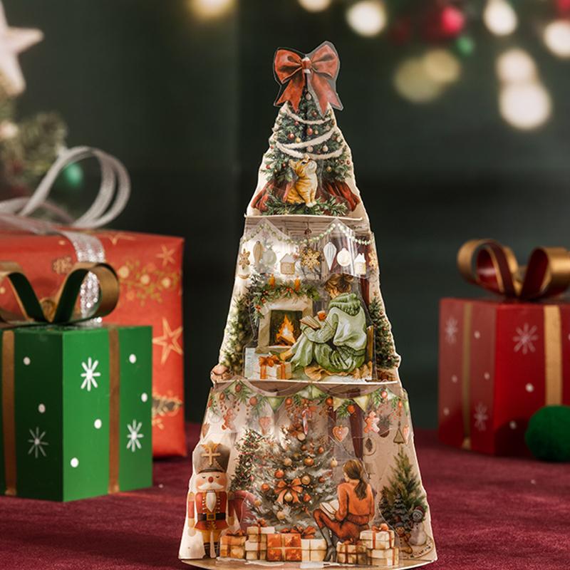 18 Sheets/Bag Christmas Sticker Book Deluxe Oversize Christmas Tree Character Landscape Sticker Book Home Decoration