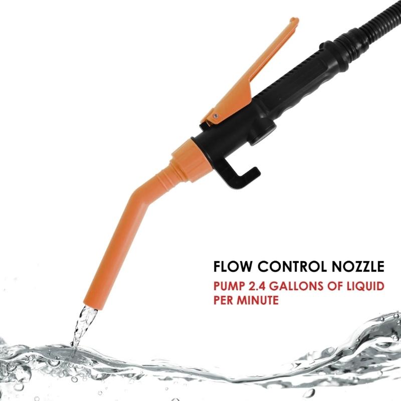 Работающий от батарей насос для перекачки топлива с регулируемой насадкой, 2,4 галлона в минуту, подходит для бензина, керосина и масла, эффективная заправка