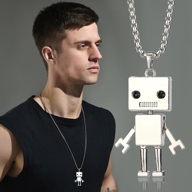 Cool Titanium Steel Robot Necklace For Men And Women With Hip Hop Punk Street Style