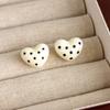 Colorful Heart Earrings Heart Shape Stud Earrings Elegant Heart Dot Stud Earrings  Women
