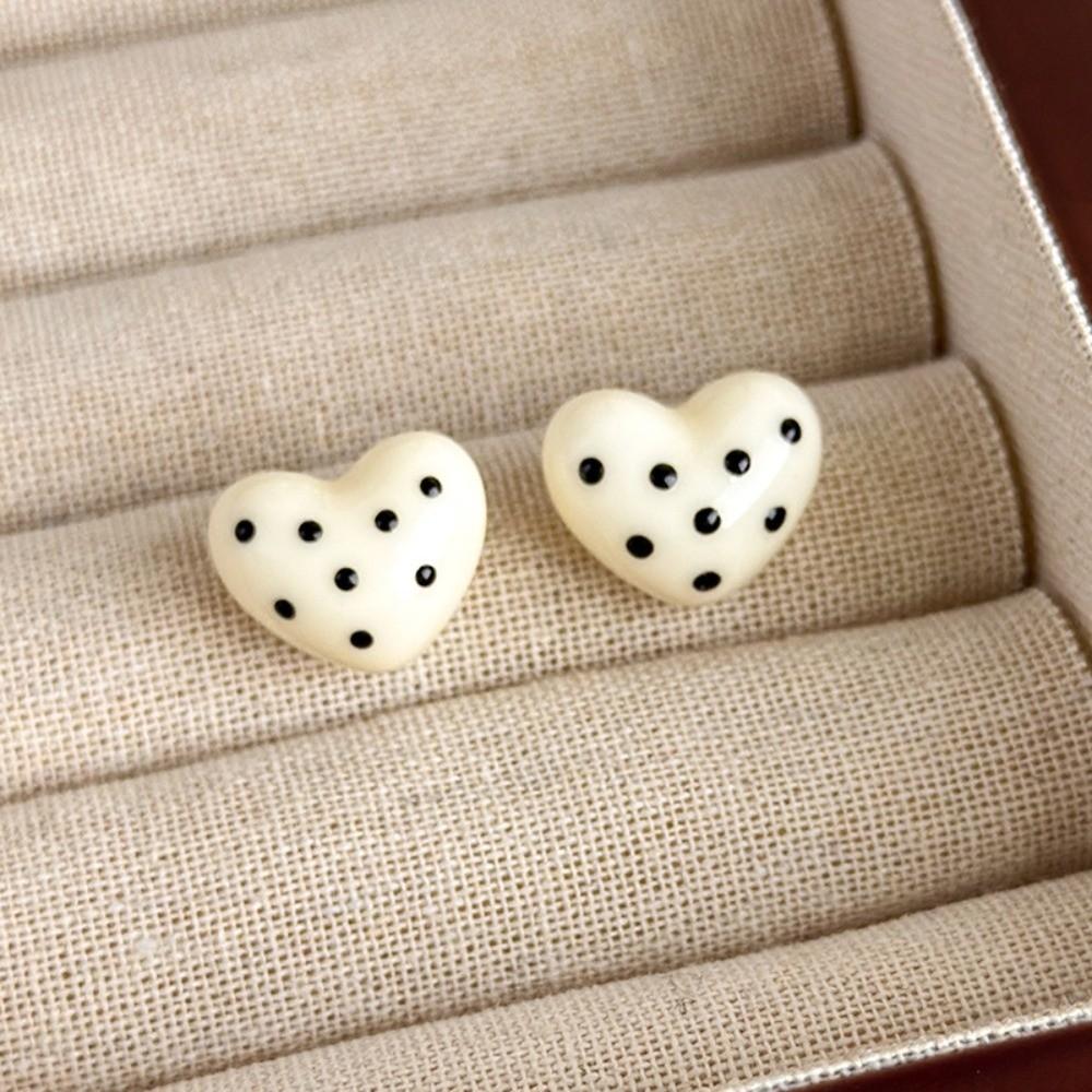 Colorful Heart Earrings Heart Shape Stud Earrings Elegant Heart Dot Stud Earrings Women