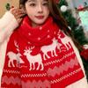 Christmas Scarf High-end Border Knitted Wool Niche Design Wild Cute Deer Elk Knitted Scarf Winter Warm Wool Shawl Girl Christmas Gift