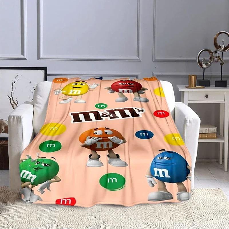 Плюшевое одеяло M&M Bean Chocolate с мультяшным принтом, модное, теплое, для походов, для дома, дивана, постельного белья, детское одеяло в подарок