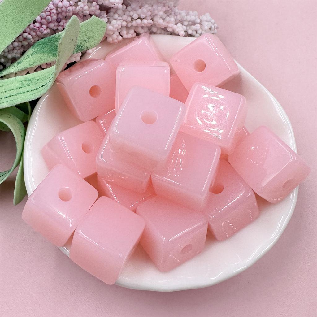 Making 20Pcs Material Creative Square Acrylic Fashion for Bracelets Earrings DIY Jewely Accessories Loose Beads Jelly Color About 13mm