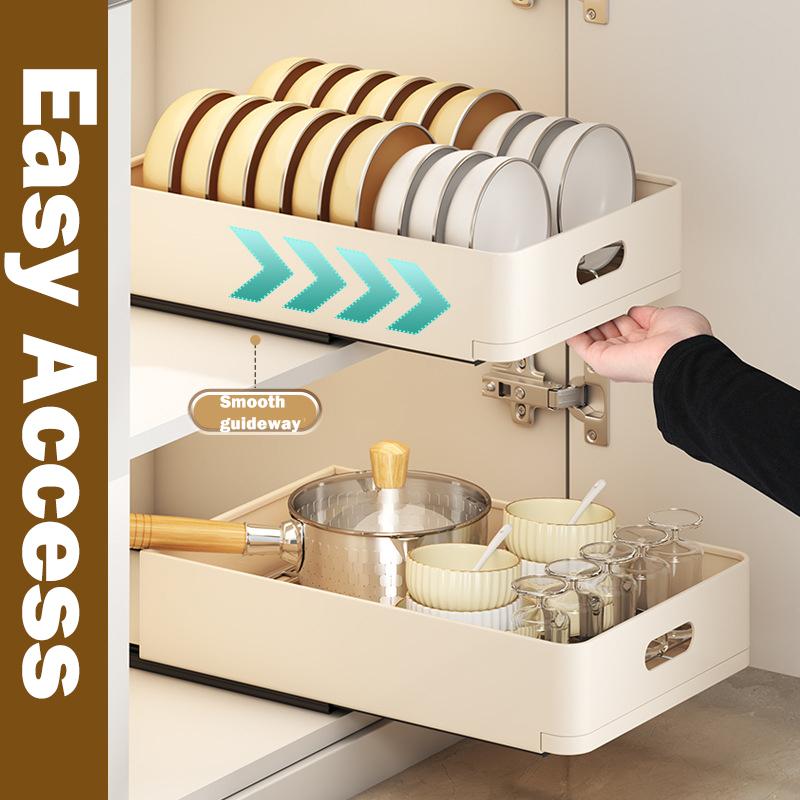 Kitchen Storage Rack with Slide Rails Retractable Drawer Organizer Pull-out Cabinet Organizer Tray Spice Box Kitchen Accessories