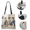 Сумка на плечо с рисунком собаки, винтажная женская многоразовая холщовая сумка-тоут в стиле Харадзюку, Повседневная складная сумка для покупок, 2022 г.