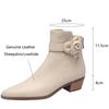 Fashion 2025 Autumn Genuine Leather Women Boots Pointed Toe Chunky Heel Boots for Women Fashion Ankle Boots Winter Boots Zapatos Mujer