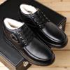 Men's Genuine Leather Winter Warm Cotton Shoes, Thickened Wool Lining, Non-Slip Snow Boots for Middle-Aged and Elderly