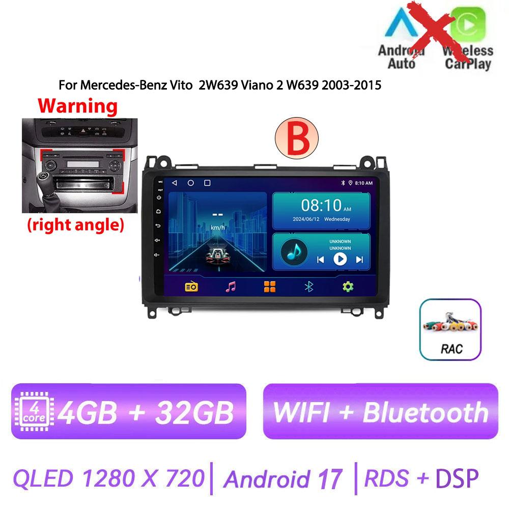 Автомагнитола Android 17 для Mercedes-Benz Vito 2W639 Viano 2 W639 2003-2015 с Carplay DSP Wifi 4G 2 Din GPS Беспроводной