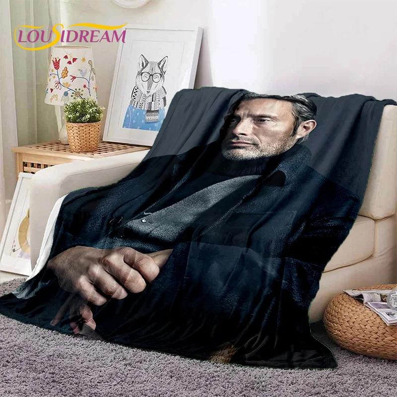 Мягкое фланелевое одеяло Mads Mikkelsen 3D Actor Star для кроватей, диванов, пикников, плед для отдыха на свежем воздухе, подарок