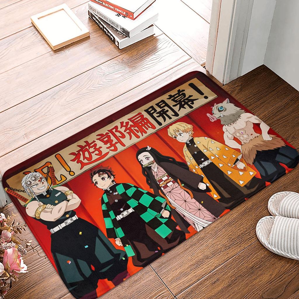 Demon Slayer Floor Door Bathroom Kitchen Mats Anti-Slip Indoor Doormat Garage Entrance Rug Carpet Footpad