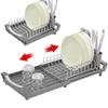 Expandable Dish Drying Rack with Cutlery Holder Rust-Resistant Dish Drainer Kitchen Drying Rack Space Saving Counter Organizer