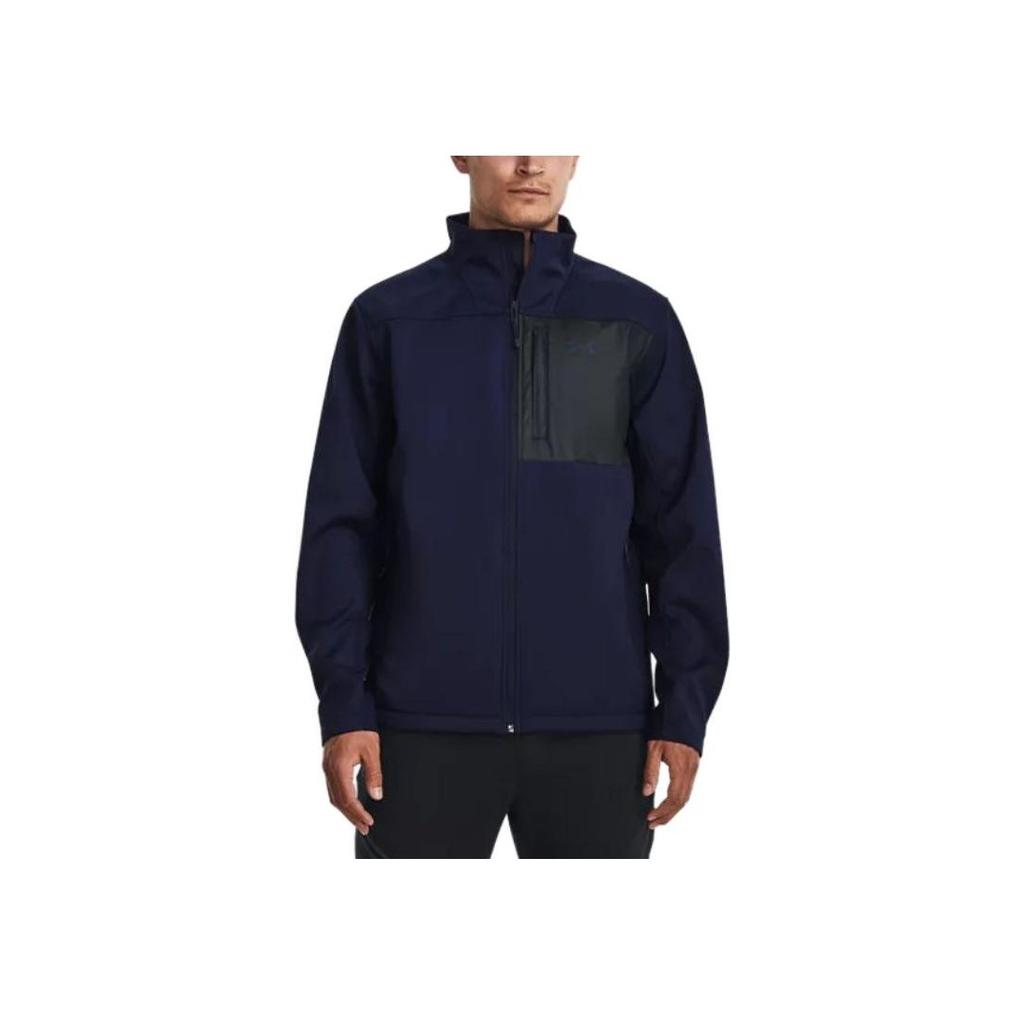 Under Armour Спортивная куртка в стиле ретро с воротником-стойкой и цветными блоками, свободная куртка с длинным рукавом, мужские куртки темно-синего цвета 1371586-411