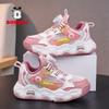 Summer new single mesh breathable medium and large children and girls button running shoes children's sports shoes