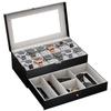 ProCase Watch 12 Slot Watch Display Case with Watch Case with Glass 2 Layer Jewelry Storage Holder Organizer Men's Box, Drawer, Men's Lid,