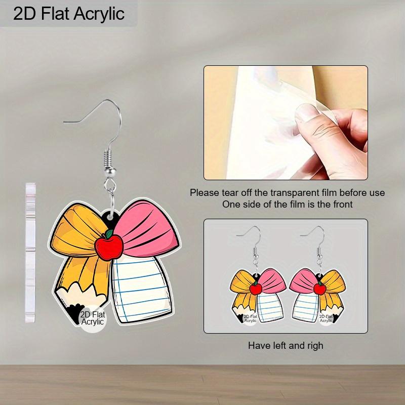 2D Flat Bow Pen Pattern Acrylic Dangle Earrings Teacher's Day Thanksgiving Day Teacher Appreciation Week Gift Graduation Back To School Jewelry