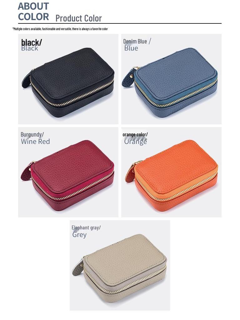 Сумка для губной помады из натуральной кожи с зеркалом - Мини-косметичка, кошелек для монет и держатель для наушников для женщин.