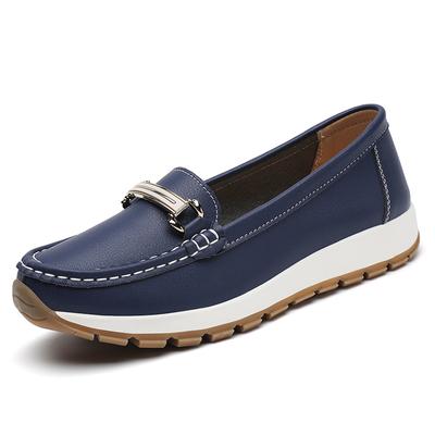 Модные женские повседневные рабочие туфли Легкие туфли на плоской подошве больших размеров 36-44 Модные удобные мокасины Walking Mom нескользящие кожаные туфли