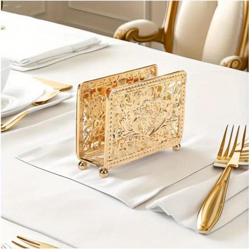 Retro Metal Napkin Holder Vertical Desktop Tissue Holders Square Hollow Desig Restaurant Paper Storage Rack for Dinners Offices