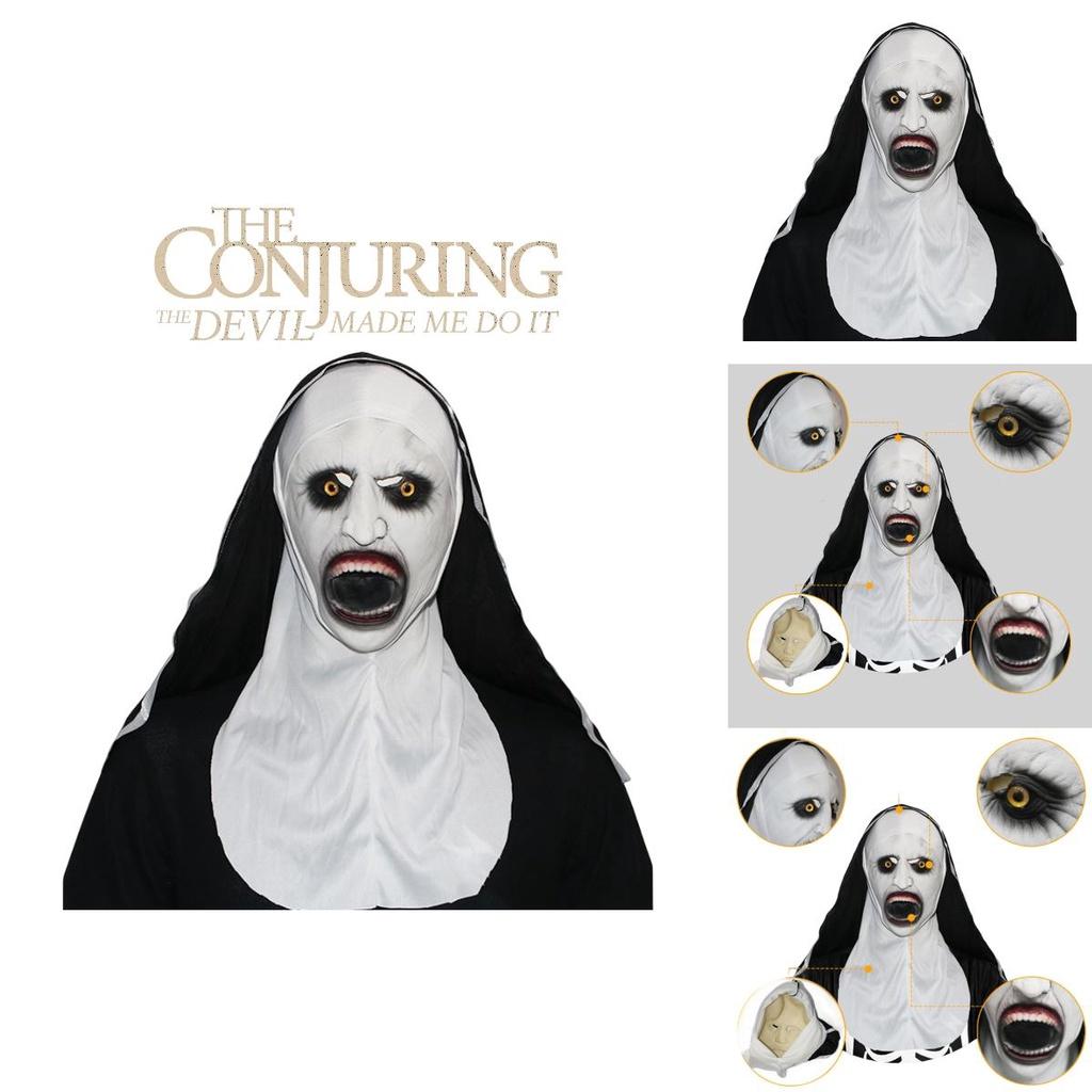 Страшная латексная маска монахини на Хэллоуин, жуткая и устрашающая, вдохновленная фильмами ужасов