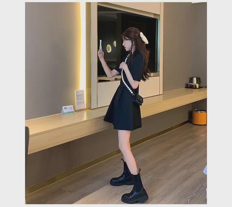 Женское летнее платье-костюм 2023 года с утягивающим воротником – короткий рукав, стиль High-End