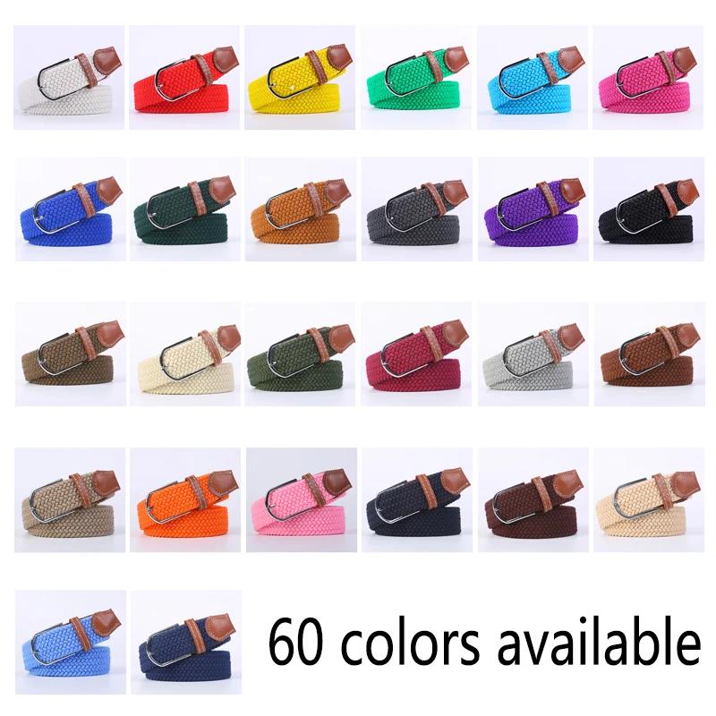 107 см унисекс повседневный вязаный женский ремень с пряжкой из тканого холста эластичный расширяемый плетеный эластичный джинсовый ремень для мужчин