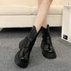 Женские ботильоны черного цвета, тренд 2024 года, распродажа женских коротких туфель, шикарные и элегантные весенние новые ботильоны, рок-зима в обуви