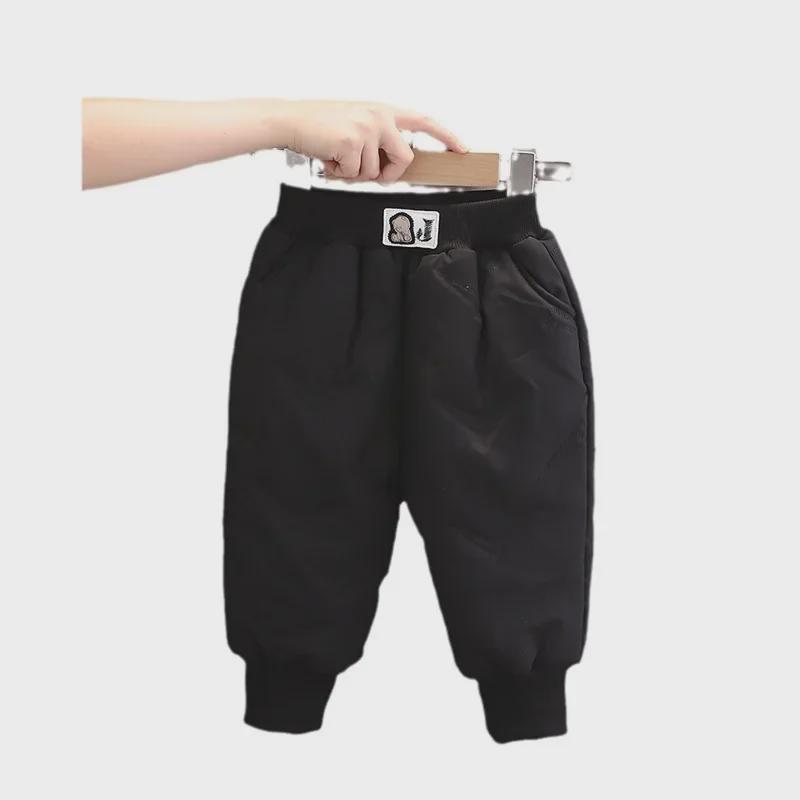 2024 Детские зимние хлопковые бархатные теплые брюки с тиснением в виде мультфильмов