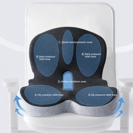 Universal Seat Cushion Anti-Slip Base Design Memory Foam Seat Cushion with Lumbar Support Ergonomic Wheelchair Cushion