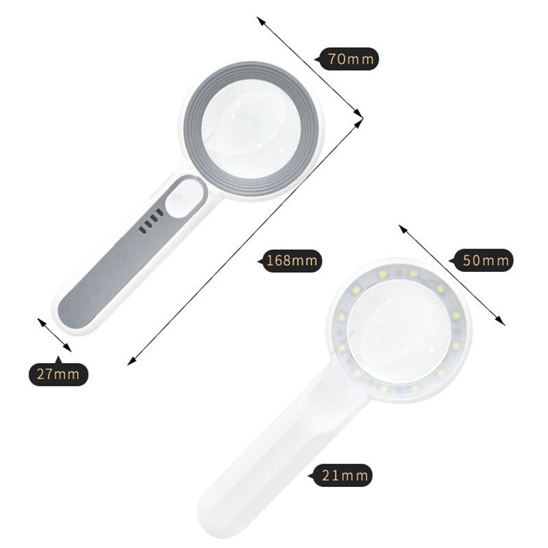 1Pc Rechargeable Handheld Magnifier 3 Lighting Modes Illuminated Magnifying Glass With Led Light For Seniors Reading Repair