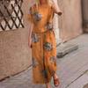 Floral Print Outfits Womens Half Sleeve Shirt and Pants Summer Two Piece Suit Set