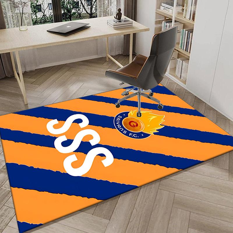 Flame Soccer Emblem Printed Area Rug for Office, Chair Rug, Decorative Carpet Floor Mat, Large Size Fan gifts Christmas gifts