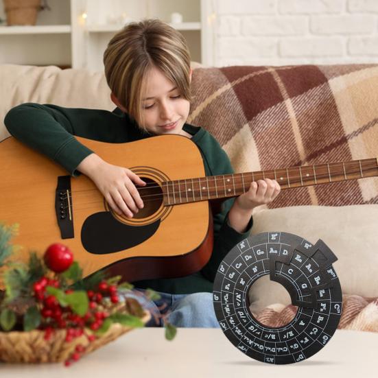 Колесо аккордов для гитары Колесо квинтового круга Портативный инструмент для создания мелодий Простой в использовании инструмент для изучения теории музыки для музыкантов Написание песен