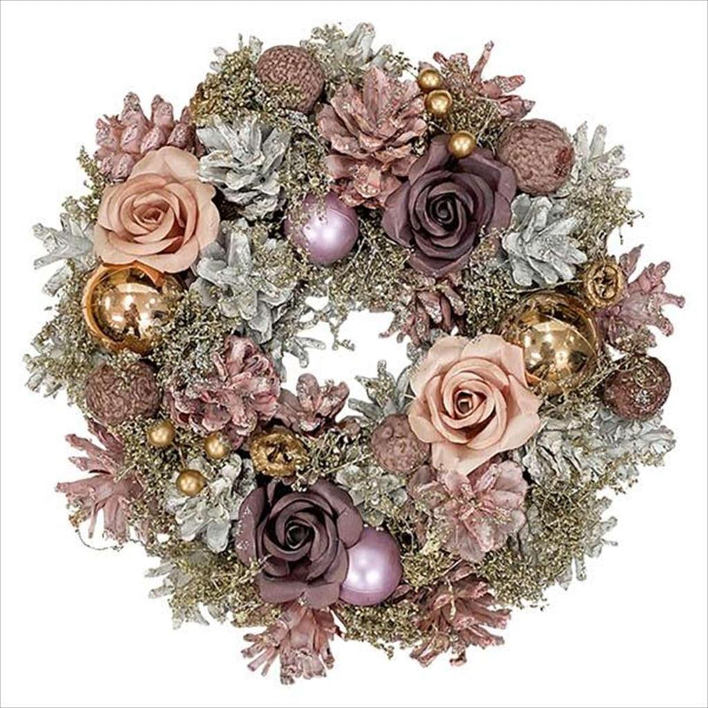Q-FLA Christmas Wreath Natural Medium Handmade Entrance Door Decor 24.5cm Holiday Ornament Gift Home Decoration Indoor Wall Hanging