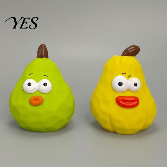 Soft Rubber Puppy Toy Squeaky Pear Dog Toy, Latex Chew Cute Interactive Fetch Teeth Cleaning for Aggressive Chewers