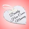 Vintage Love Heart Shape Daddy Here Comes Mummy Wedding Party Wooden Hanging Sign Plaque Gift