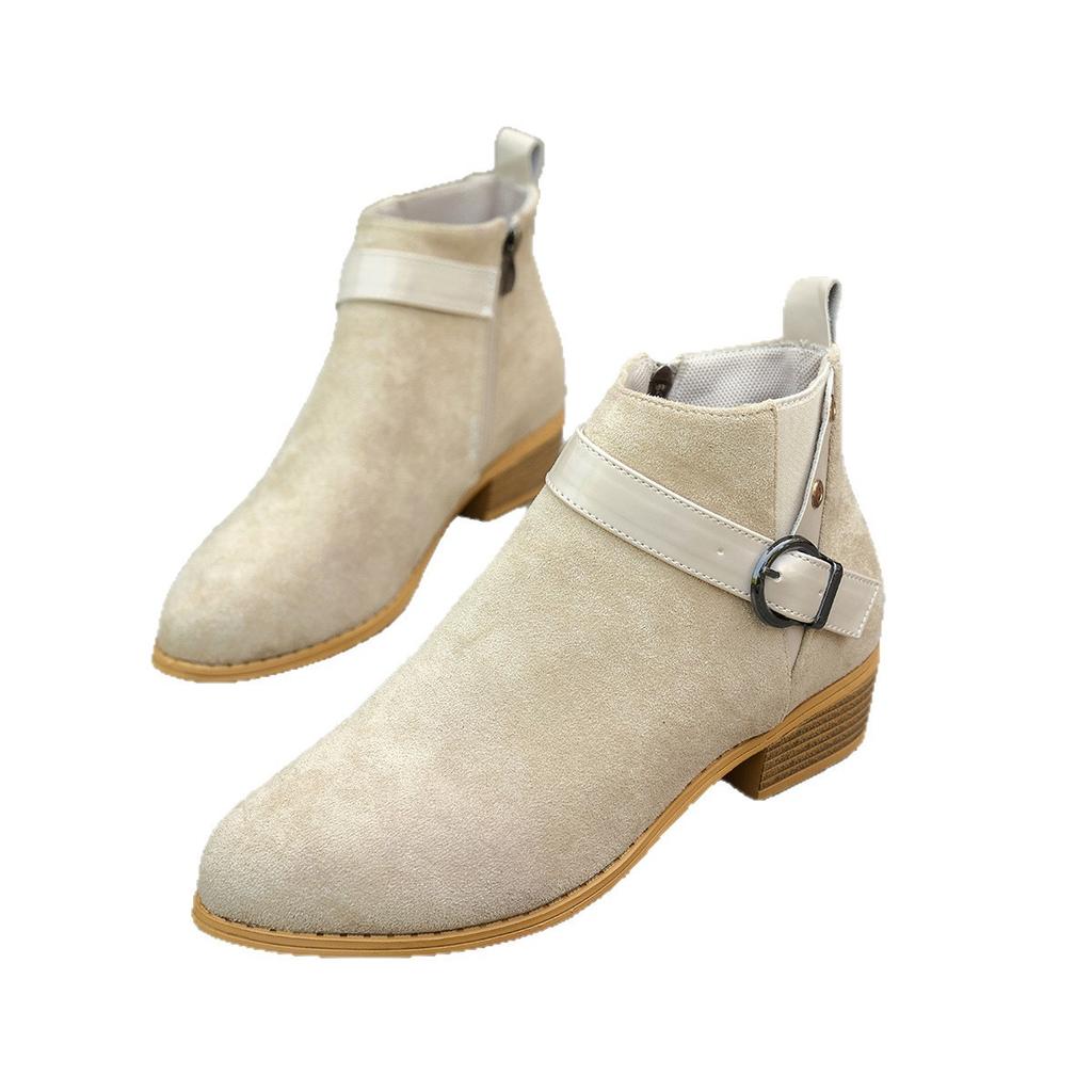 Shoes for Women Plus Size 36-43 Autumn Winter Platform Buckle Strap Pointed Toe Non-slip Ankle Boots Warm Fashion Ankle Bootie