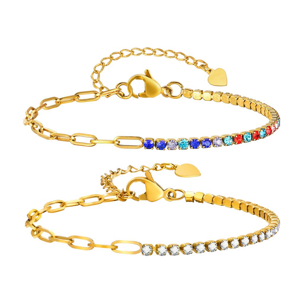 Tennis Bracelets, Paperclip Link Chain Bracelet for Women, Stainless Steel Layered Hand Wristband Accessories