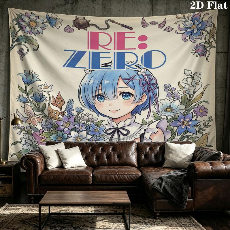 Re Zero Настенный Гобелен Эстетичный Настенный Подвес Печатная Тканевая Покрывало Декоративные Гобелены Для Спальни Гостиной Домашний Декор