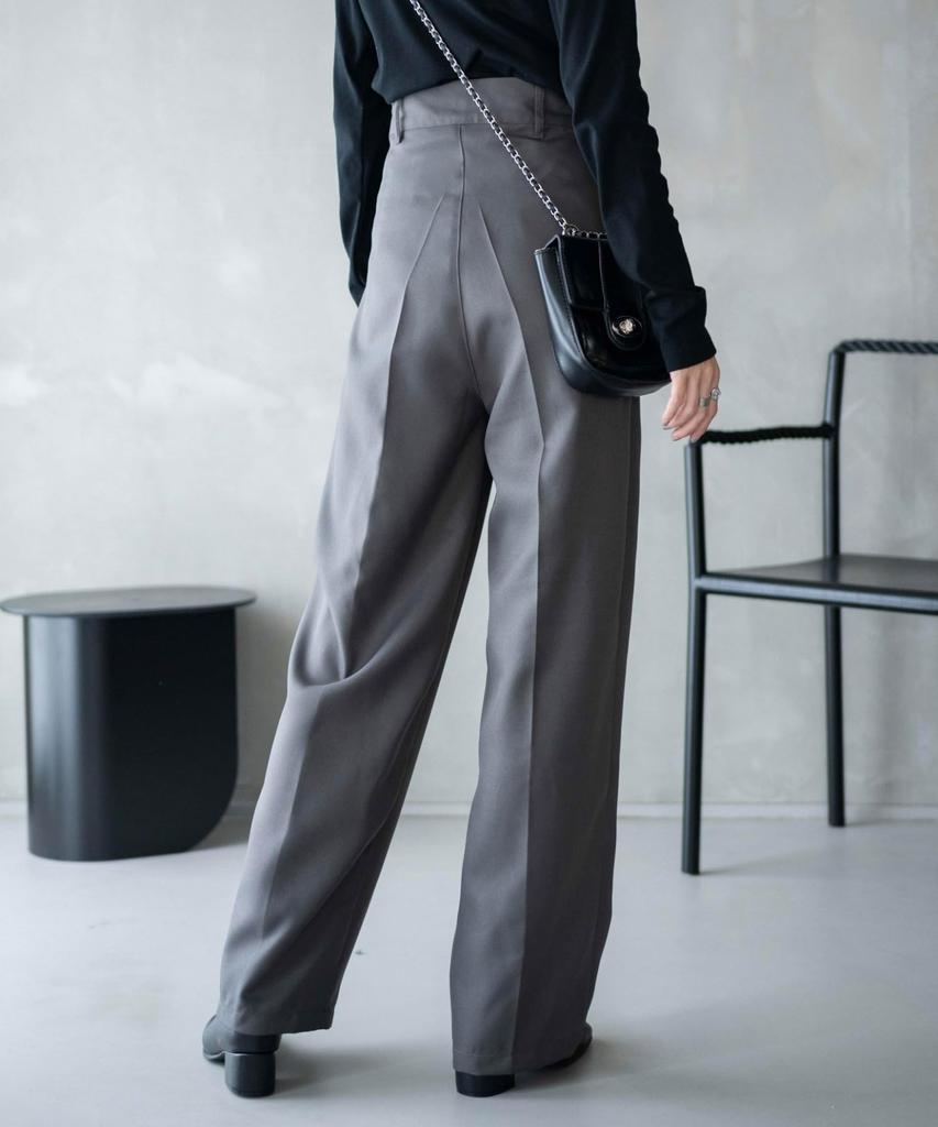 WEGO Pants with Center Korean Solid Size Gray Women's High-Waisted Wide-Leg Press, Style, Color, Casual, Spring, Summer, Autumn, Winter, S,