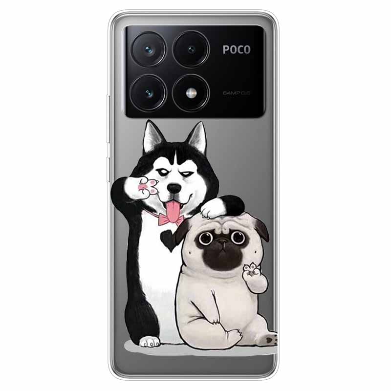 Чехол для Xiaomi Poco X6 Pro Прозрачный Милый Мягкий Силикон ТПУ Чехол для Poco X6 / X6 Pro 5G Чехол для Телефона X 6 X6Pro Прозрачные Чехлы
