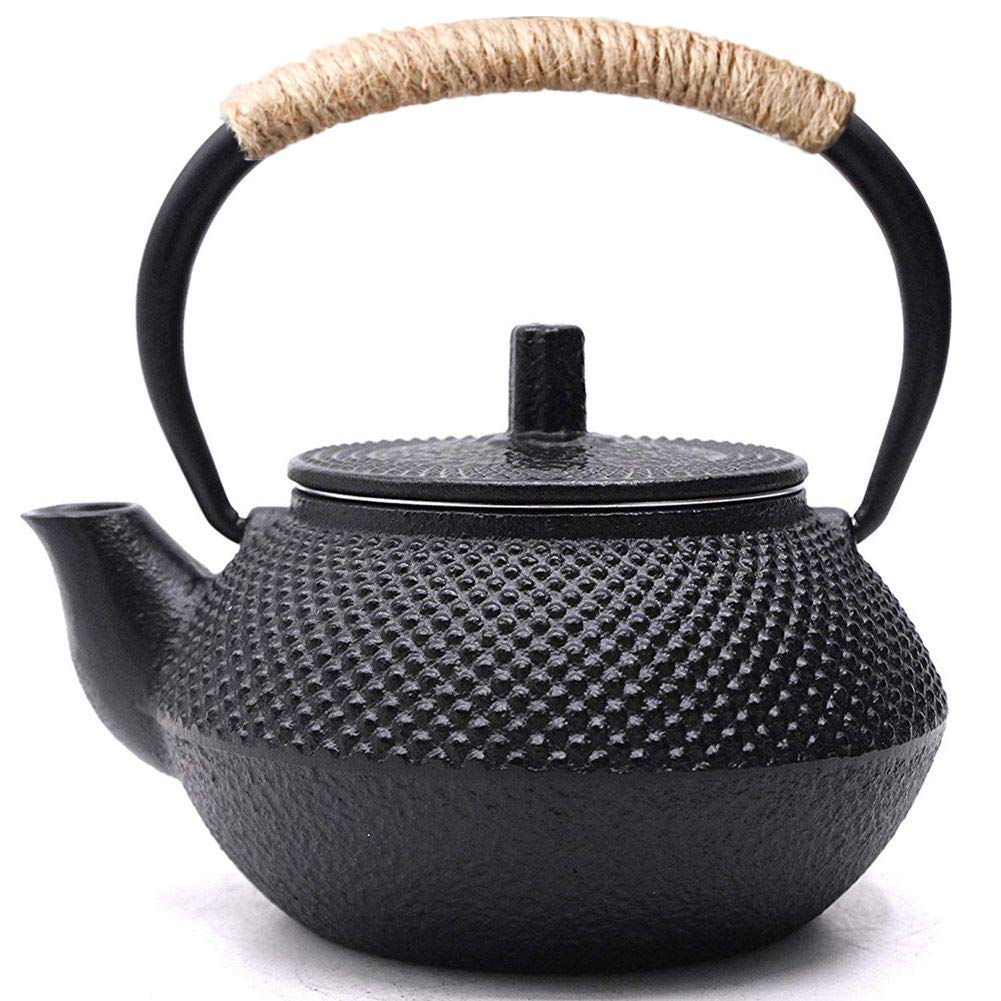 Iron Teapot, Iron Teapot, No Enamel, Iron Supplement, Tea Strainer Included, Stylish Teapot, 300ml, Induction Cooktop Compatible