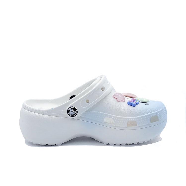 Crocs Classic Platform Clog EVA Classic Vintage Beach Fashion and Versatile Hole Shoes Unisex White and Blue