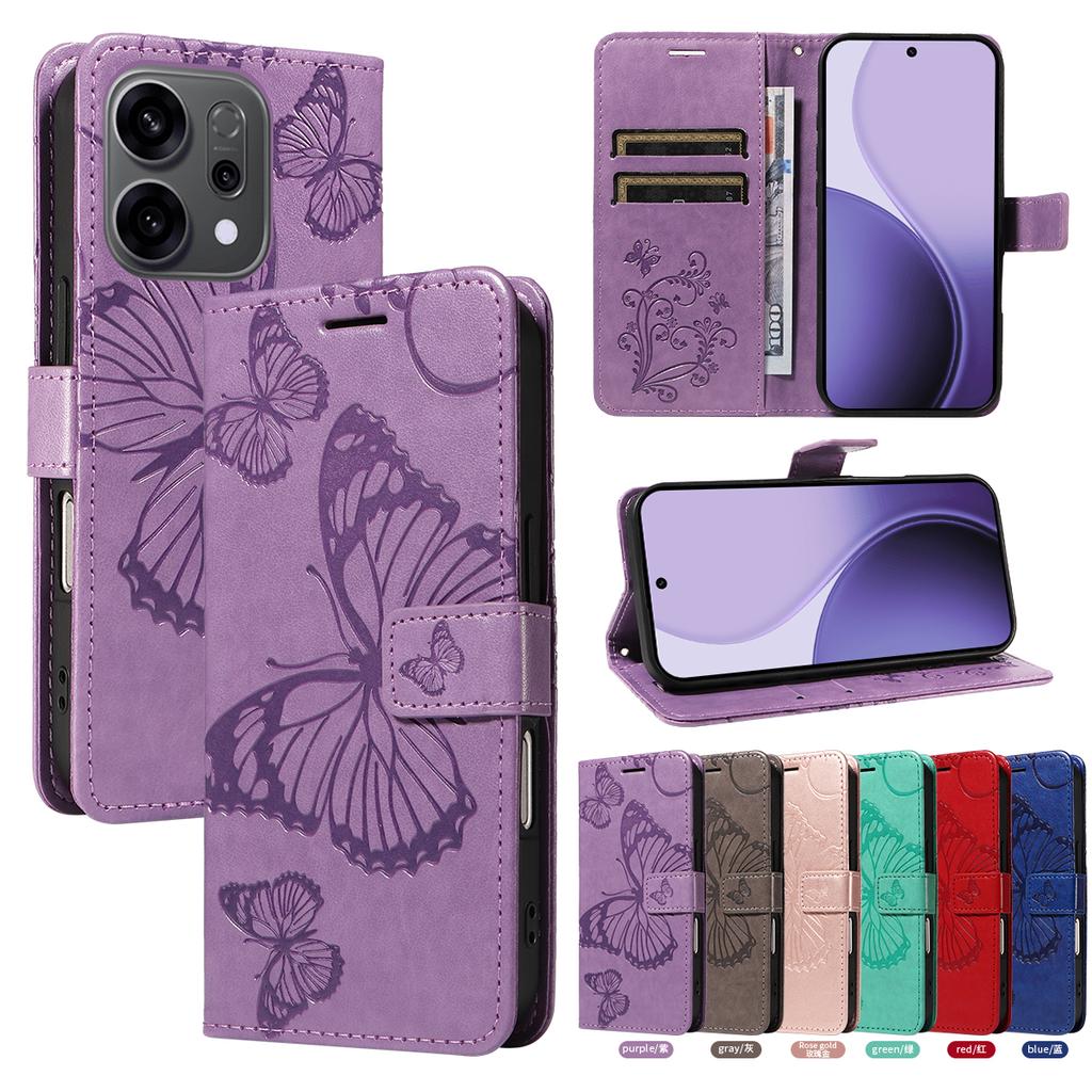 Wallet Case For Oppo Reno 14 13 12 11 10 9 8 Pro 13F 13FS 12F 12FS 11F Flip Magnetic PU Butterfly Leather Phone Cover Capa Funda