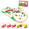 Wooden Train Rail Mine Crane Roundabout Set Wooden Railway Electric Magnetic Train Compatible With Wooden Rail Boy Gift G6